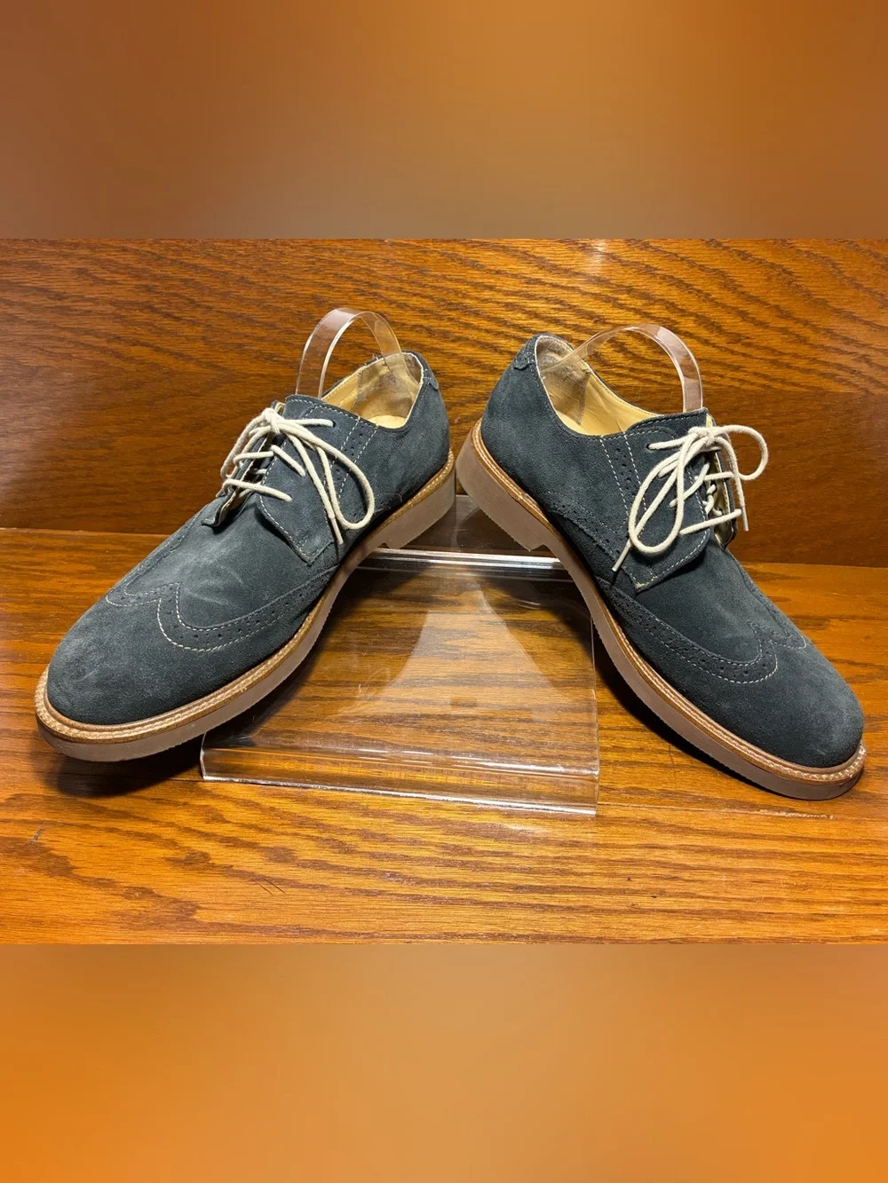Bass Blue Suede Wingtip Brogue Oxford Shoes Men’s Size 11